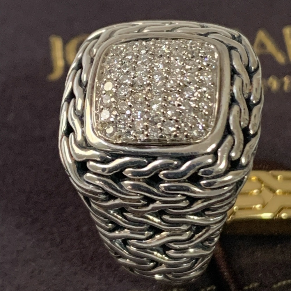 John Hardy 18 Kt 925 Diamonds Ring Size 5.5